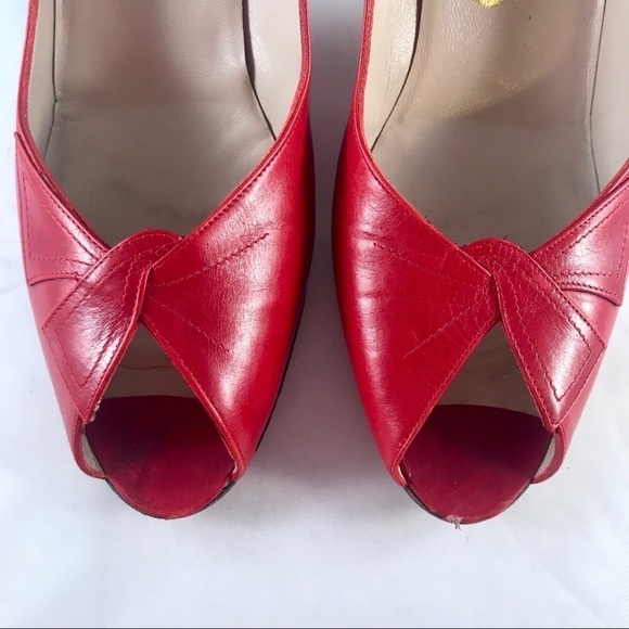 Vintage Ferragamo Heels- Red- Size 8 Extra Narrow - Picture 5 of 8